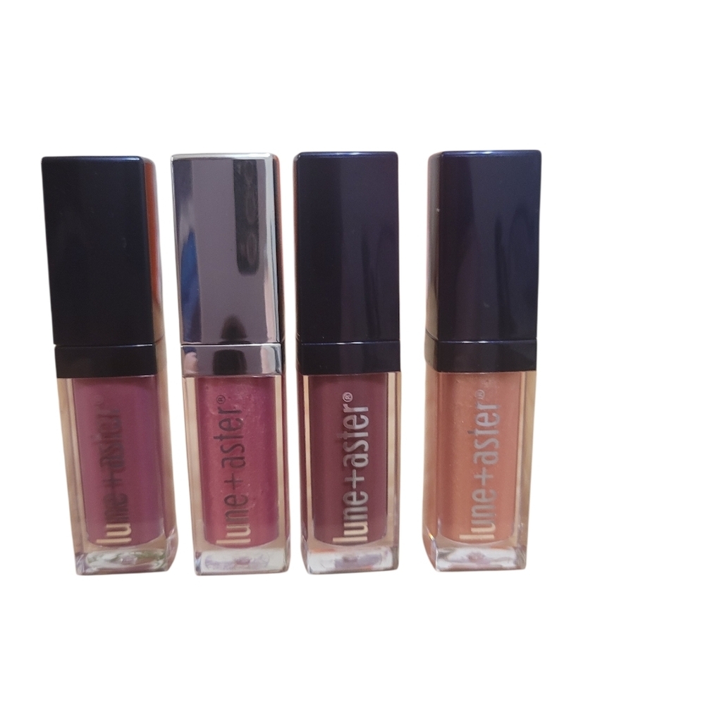 LUNE + ASTER Gloss Vitamin C+E Lip Gloss Nude Colors X4 Sheer Travel Size New